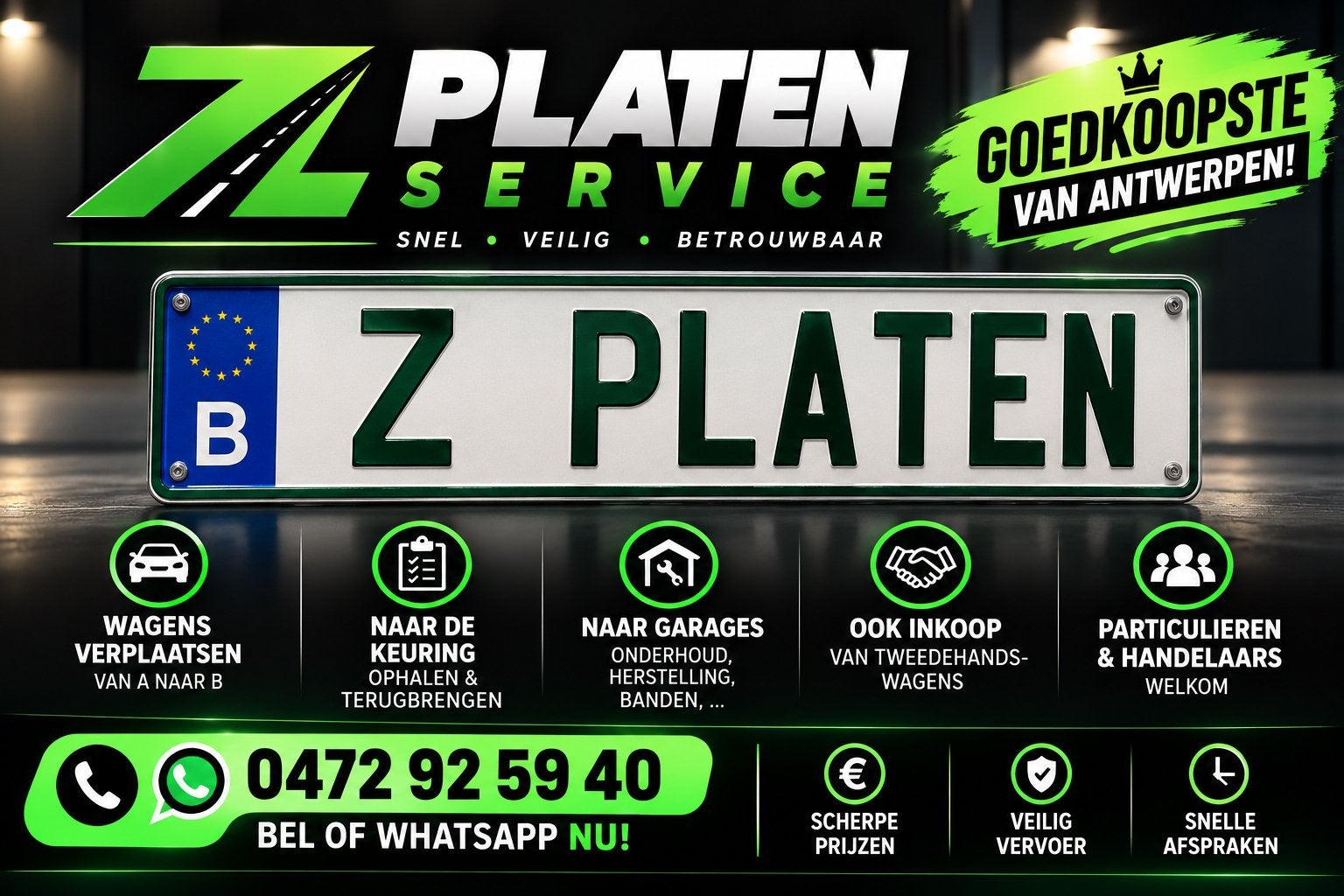 PLAQUES Z | LA MOINS CHÈRE ANVERS, Services & Professionnels, Service 24h/24, Apk-keuring