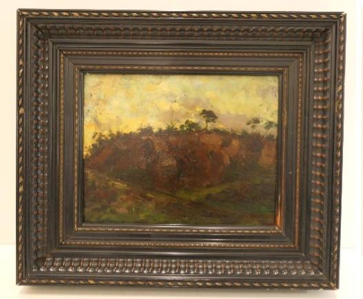 huile sur panneau paysage signe paul mathieu, Antiquités & Art, Enlèvement ou Envoi