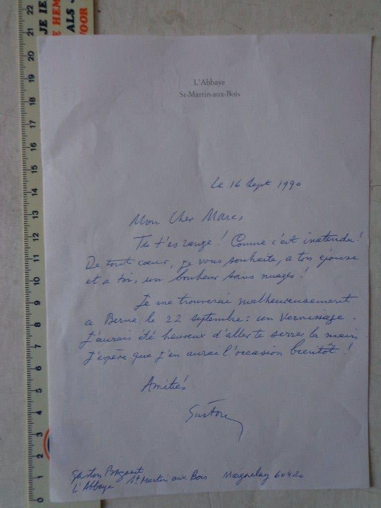 lettre manuscrite du peintre Gaston Bogaert, Enlèvement ou Envoi