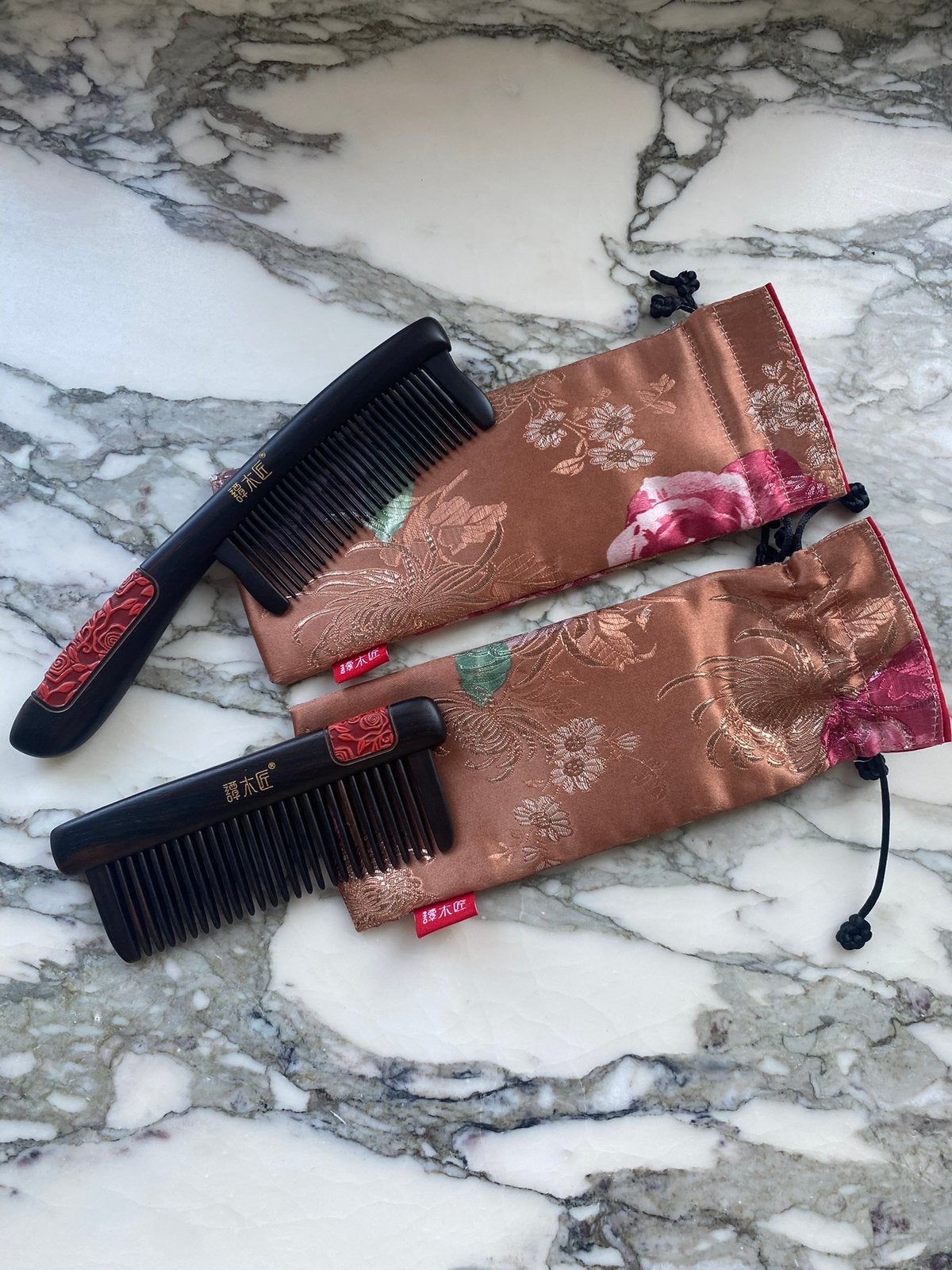 Set van 2 Chinese houten kammen, Handtassen en Accessoires, Uiterlijk | Haarverzorging, Ophalen of Verzenden, Nieuw, Kam of Borstel