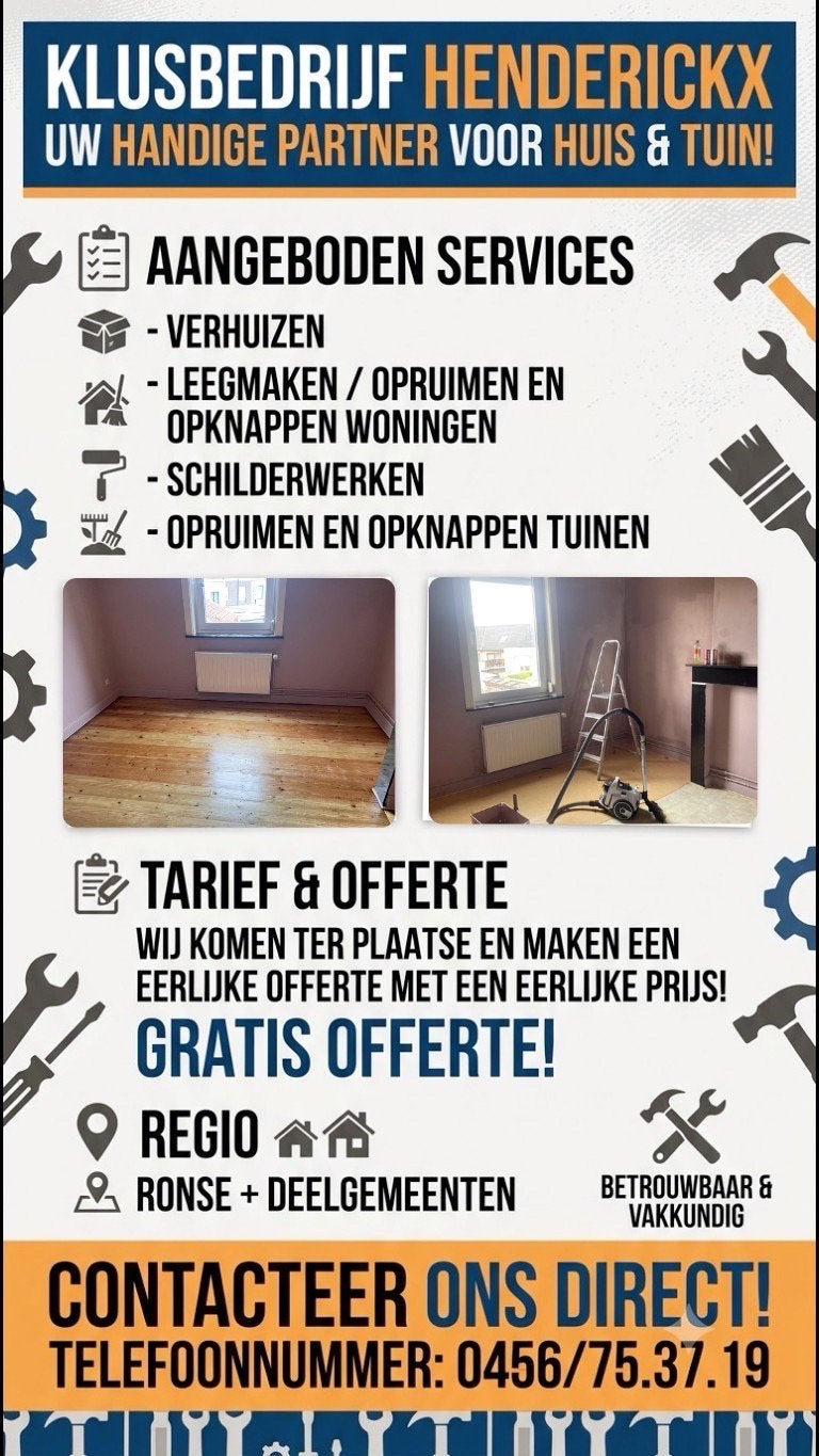 Aangeboden: onderhoudswerken huis en tuin, Immo