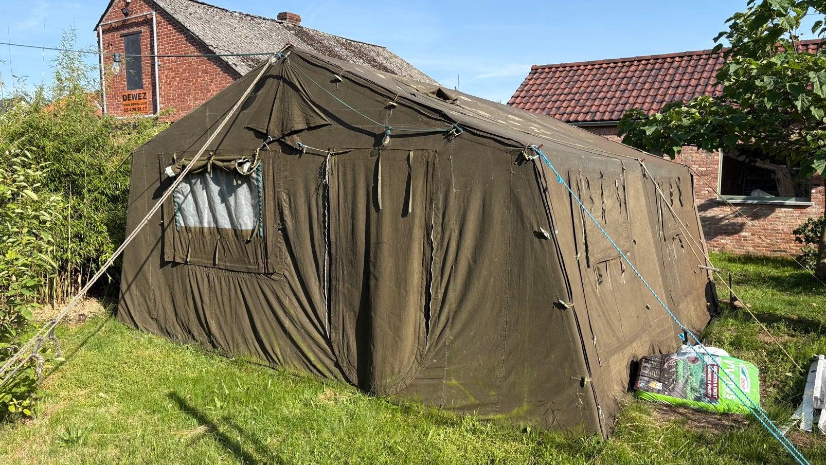 Amerikaanse legertent 5m x 5m. Sterk frame. Weersbestendig, Caravans en Kamperen, Tenten, Ophalen, Gebruikt, Meer dan 6