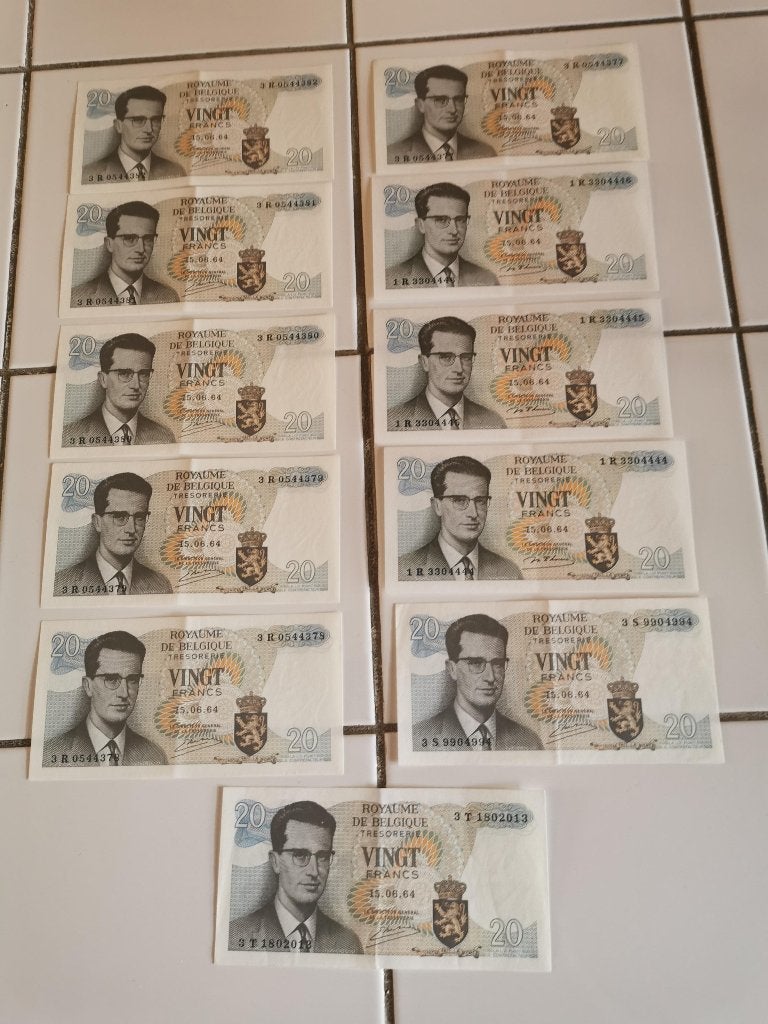 11 billets de 20 francs belges, Enlèvement ou Envoi, Série