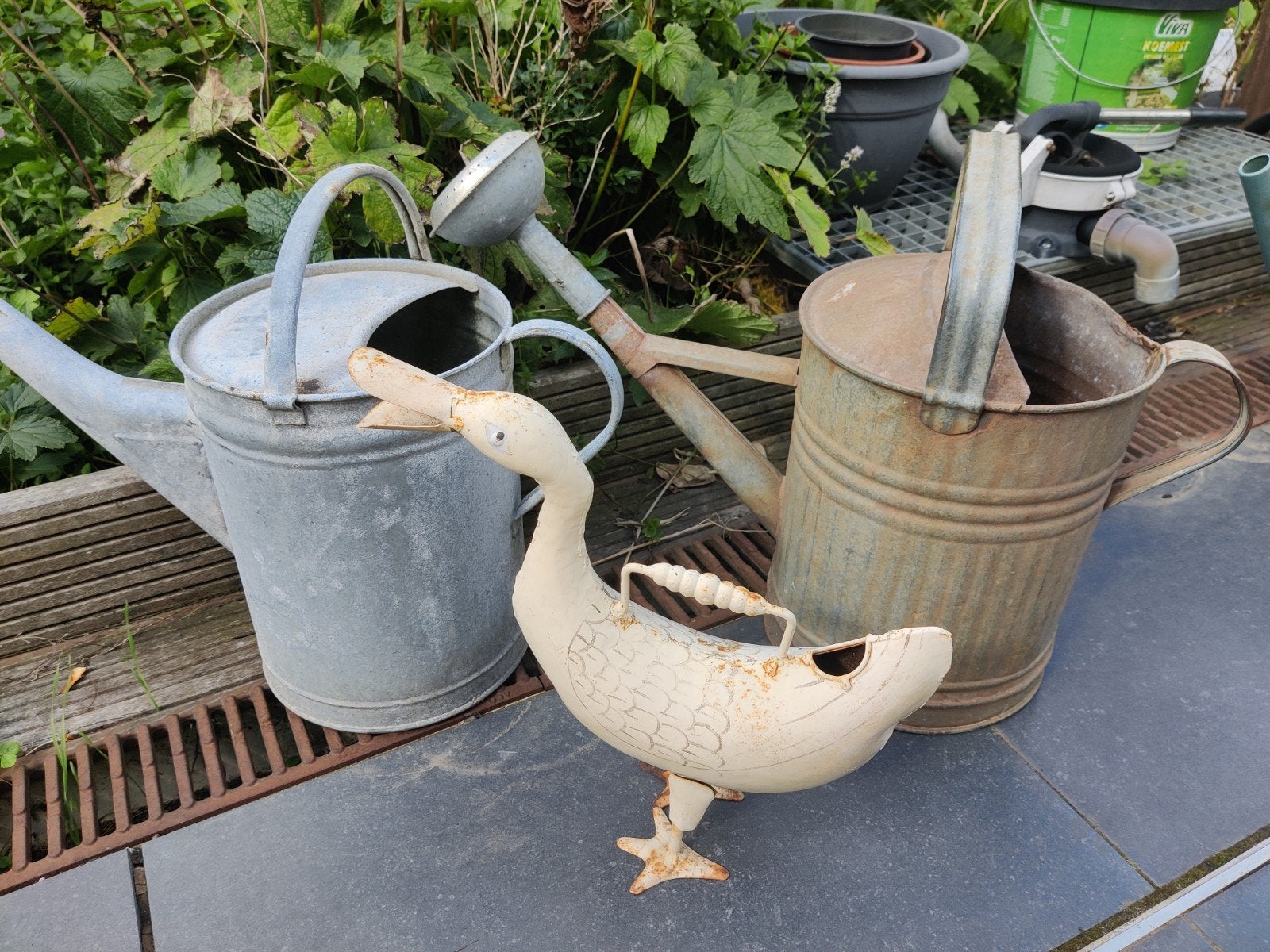 set van 3 vintage gieters, Tuin en Terras, Ophalen