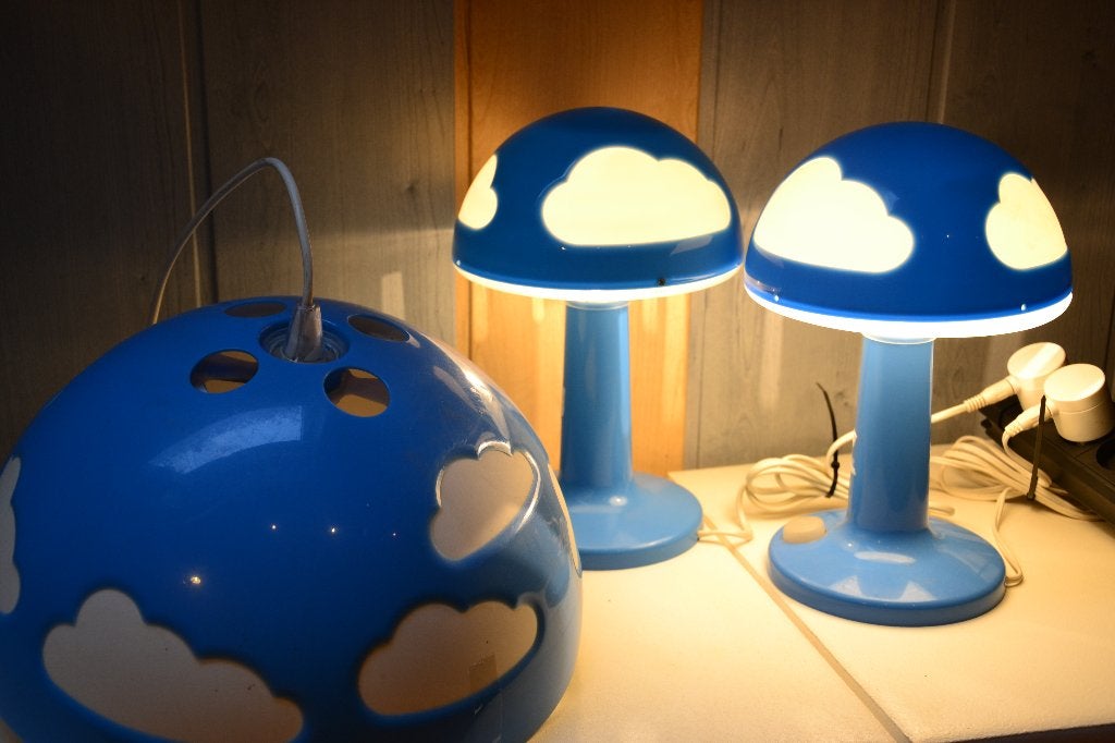 Lampe Cloud Ikea Skoljig bleue et blanche des années 1990, Lampe, Bleu, Enlèvement, Utilisé