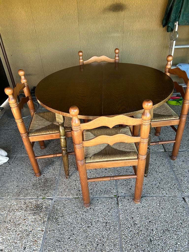 Eettafel + 4 eiken stoelen, Antiek en Kunst, Ophalen