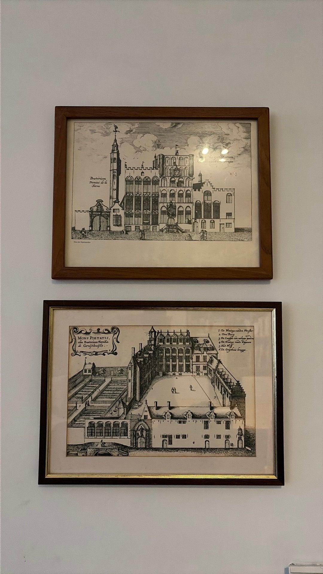 Set van 2 gravures Brugge, Antiek en Kunst, Ophalen of Verzenden, Ets, Achter glas
