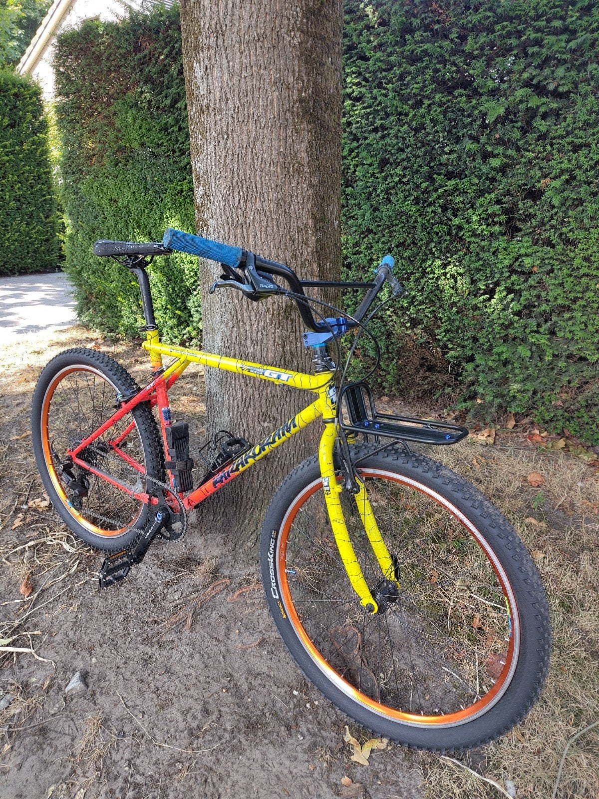 Retro Mountainbike GT Karakoram "Tequila Sunrise" vernieuwd!, Gebruikt, Velgrem, Geen vering, 53 tot 57 cm