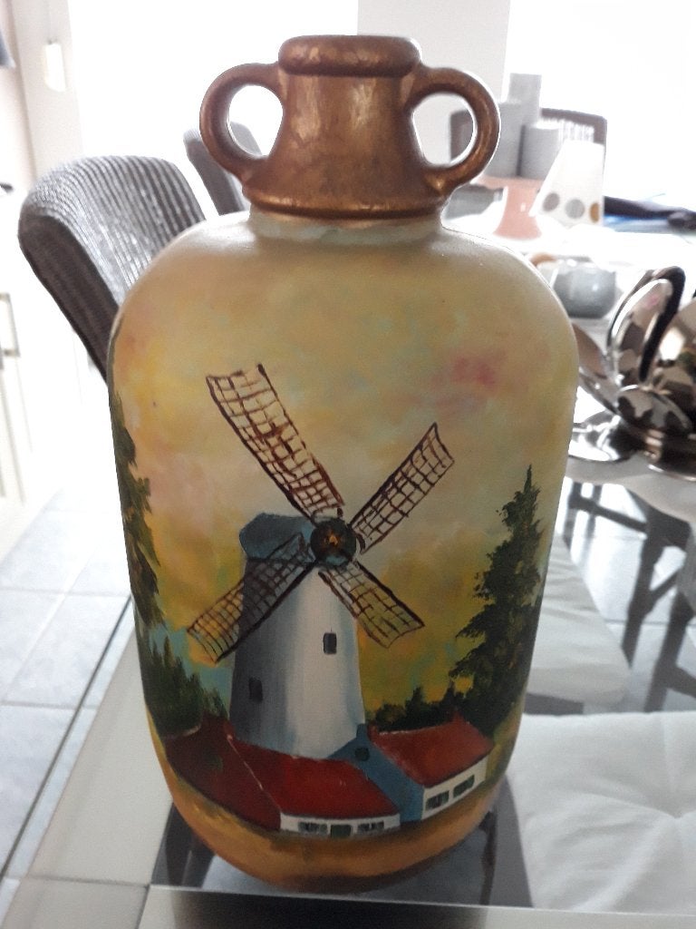 mooi beschilderde vaas 33cm, Ophalen of Verzenden