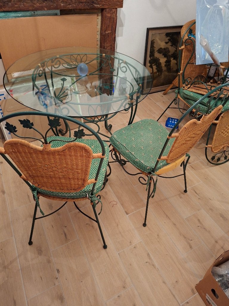 Tafel, stoelen, Ophalen, Glas