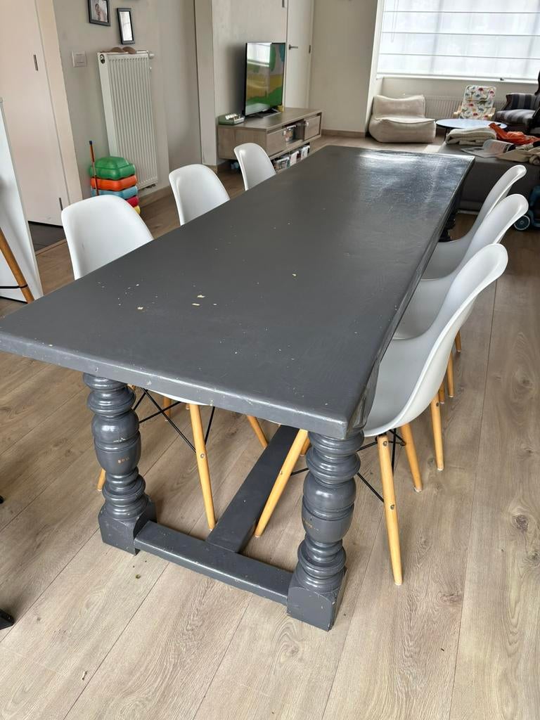 Lange houten eettafel, Ophalen, 200 cm of meer, 50 tot 100 cm, Vijf personen of meer