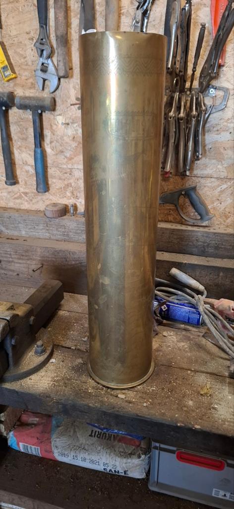 Duitse 15cm gegraveerde huls wo1, Verzamelen, Ophalen of Verzenden