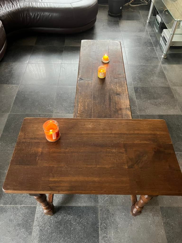 Rustieke houten sidetable + bankje (set), Enlèvement