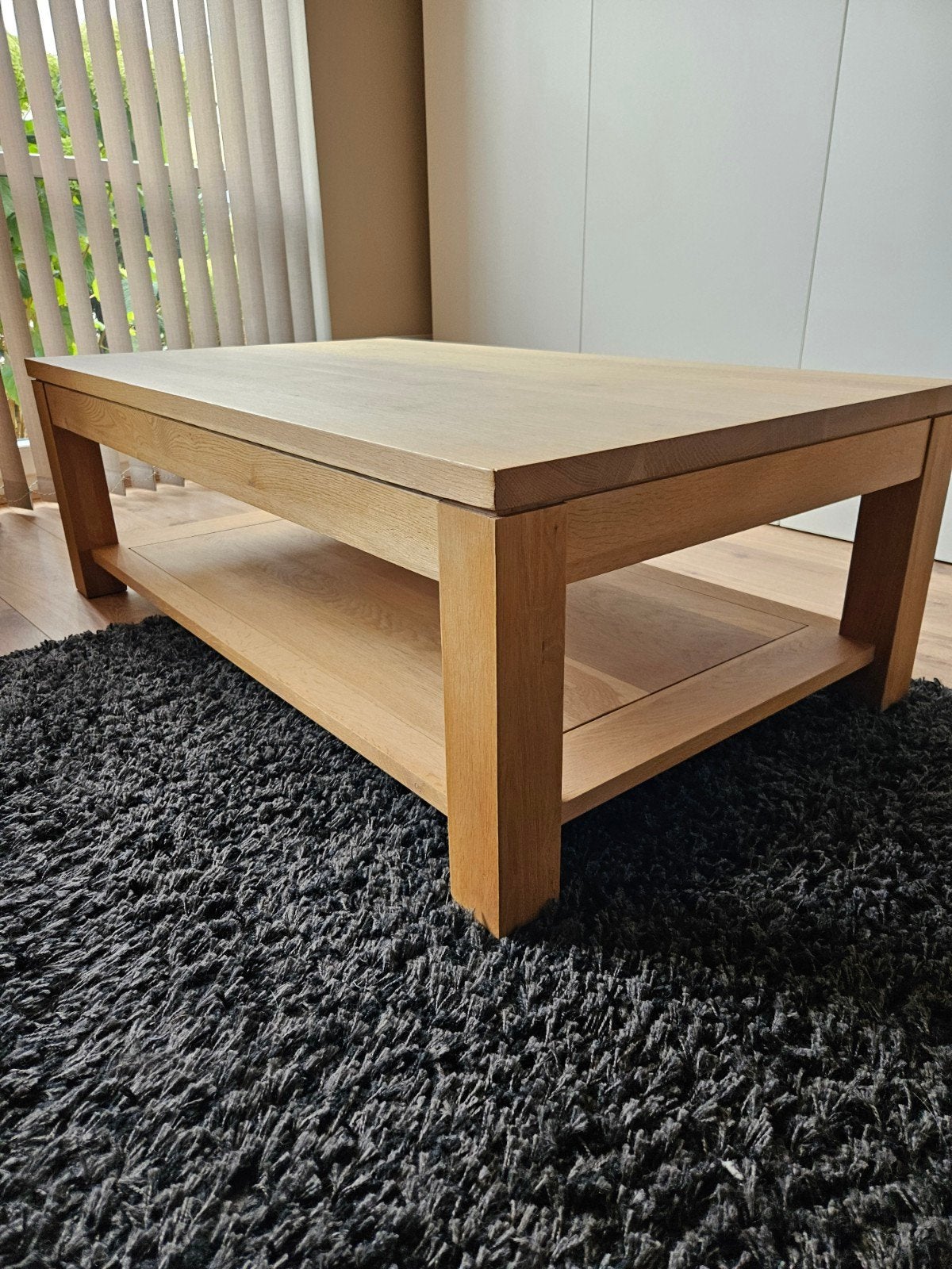 Lichteiken massieve moderne salontafel, Ophalen, Gebruikt, 100 tot 150 cm, Eikenhout