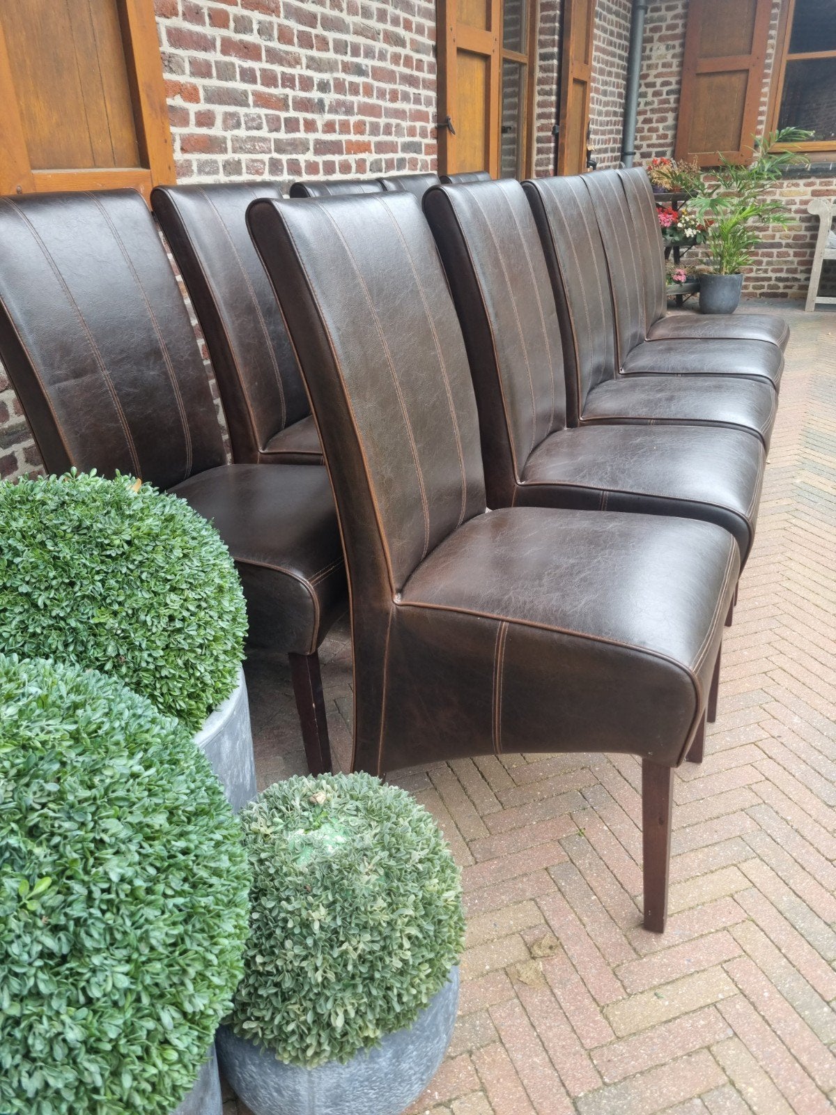 10x echte lederen stoelen ART:191/26.3, Huis en Inrichting, Ophalen, Bruin, Leer, Zo goed als nieuw