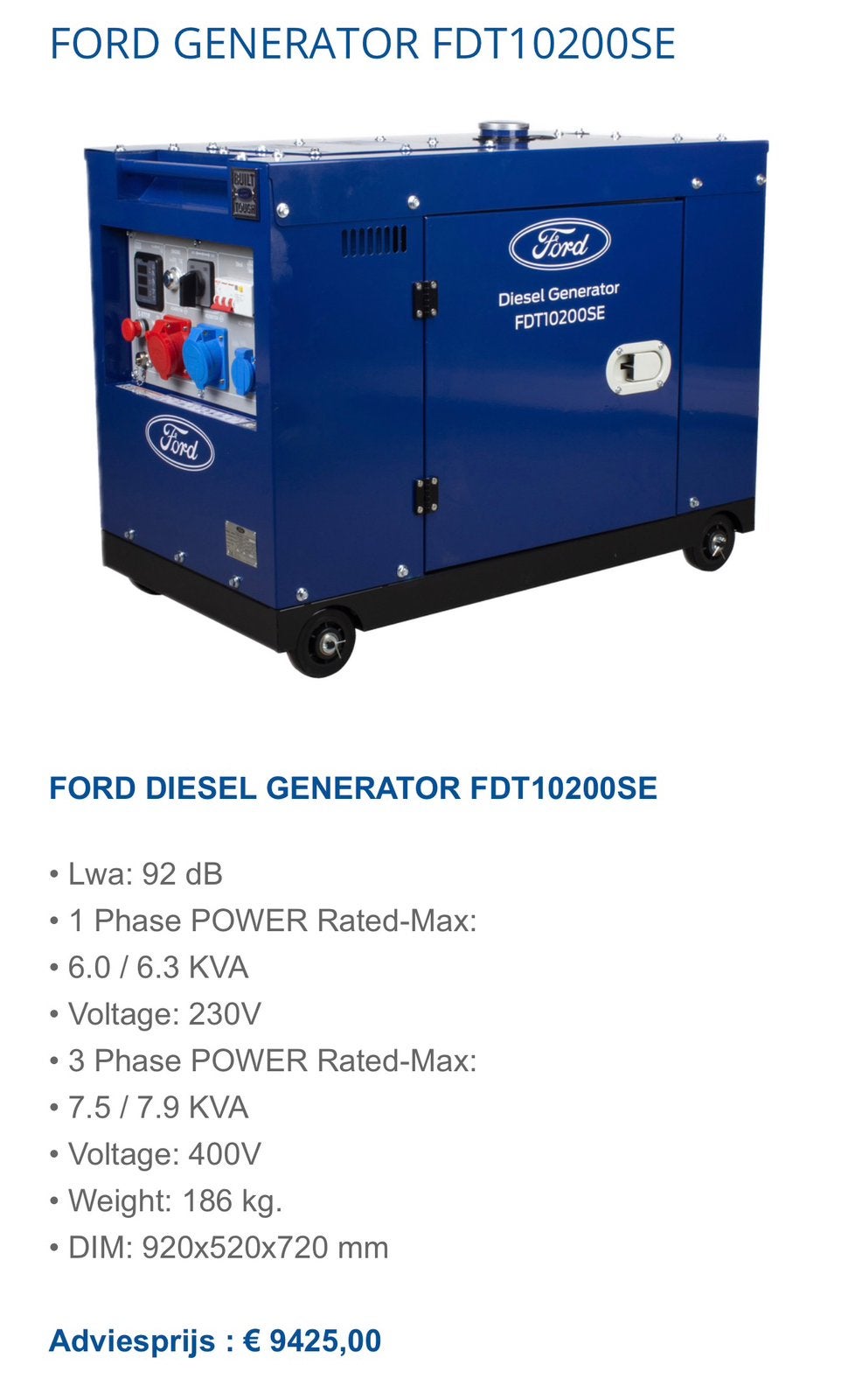 Agrégat, Bricolage & Construction, Générateurs, Neuf, 5 à 10 kVA, Démarrage électrique, Enlèvement