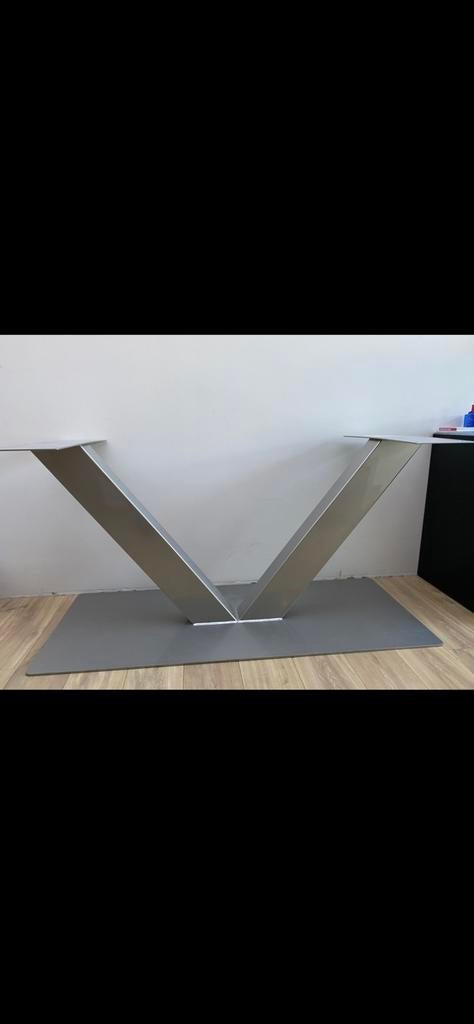 Tafelpoot design V-vorm grijs, Maison & Meubles, Pièces pour table, 100 à 150 cm, Pied de table, Enlèvement, Utilisé