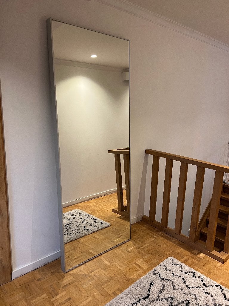 IKEA HOVET grote spiegel 78  196 cm – aluminium, Ophalen, Gebruikt, 75 tot 100 cm, 150 tot 200 cm