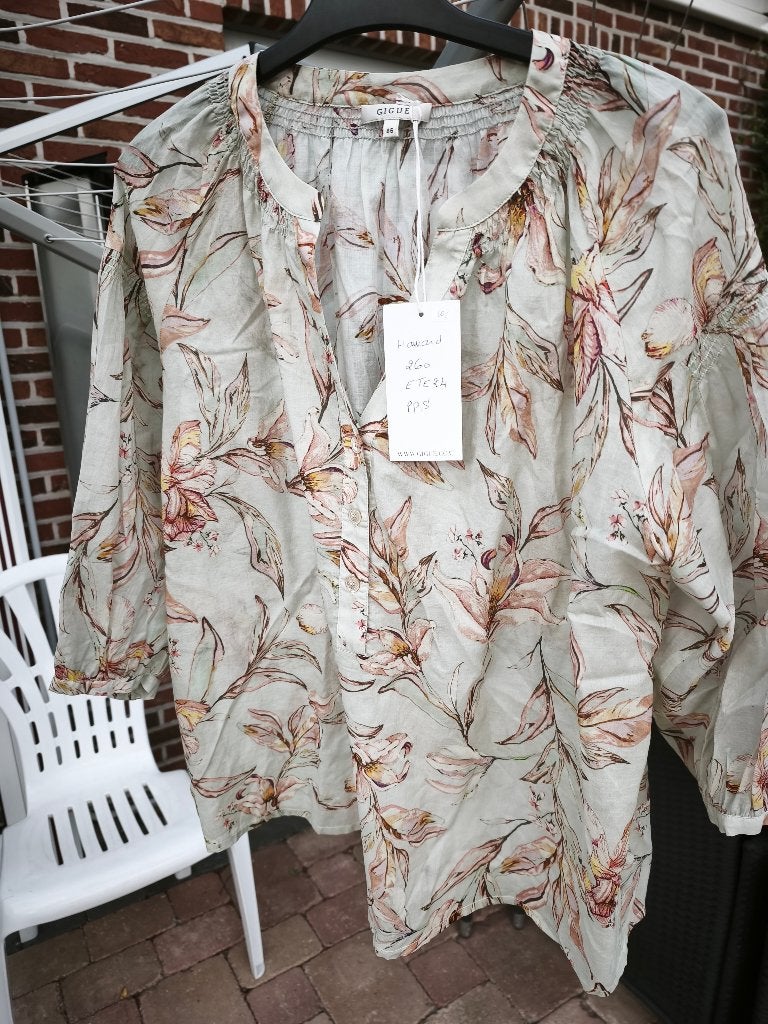Gigue bloes gebloemd lange mouw Maat 46 merkkleding, Meerkleurig, Maat 46/48 (XL) of groter, Nieuw, Ophalen