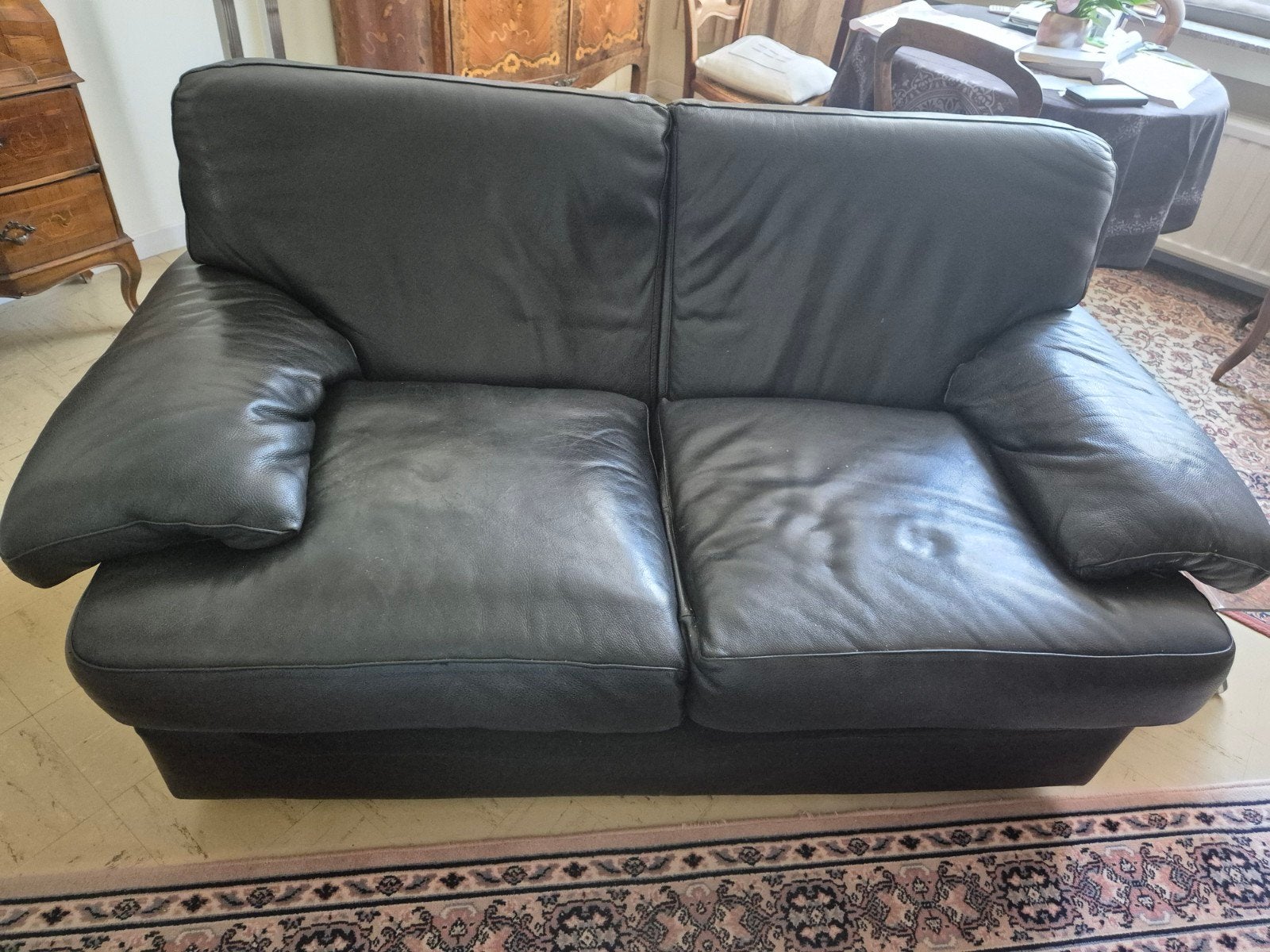 2-zitsbank van generfd leer, Ophalen, Gebruikt, 150 tot 200 cm, Tweepersoons