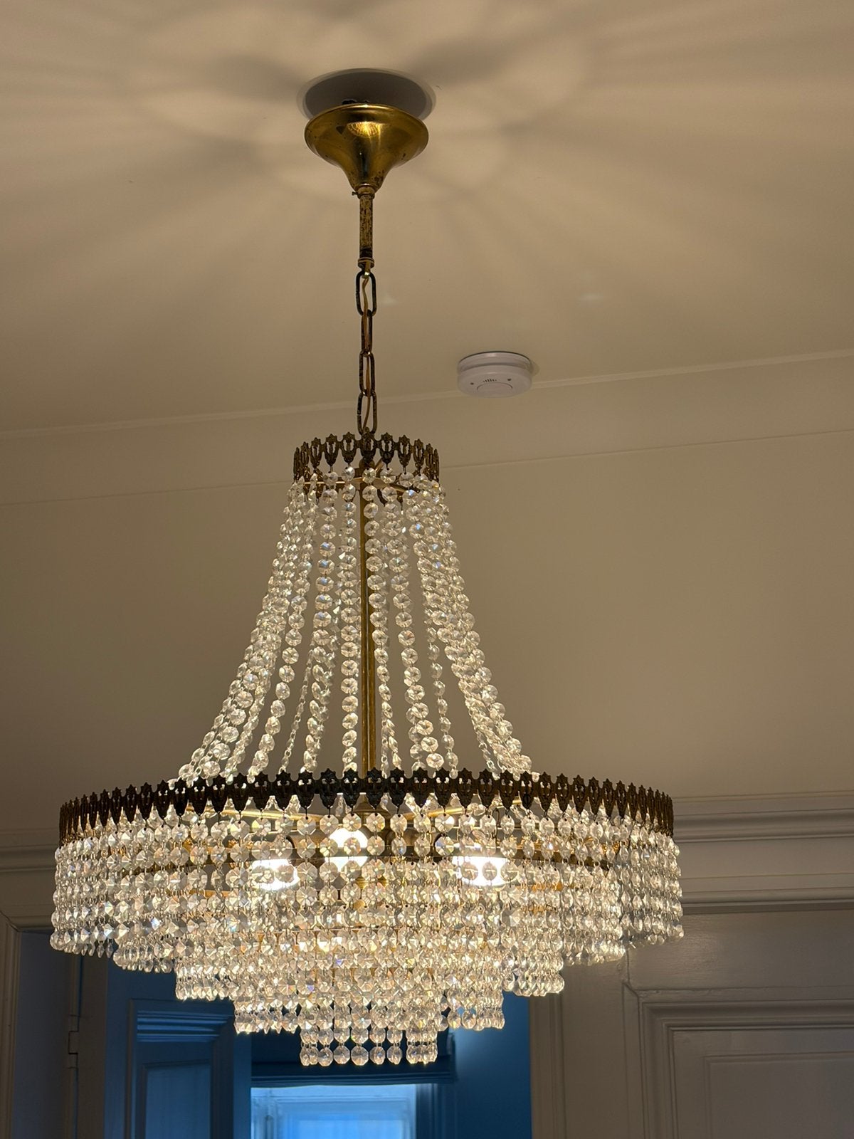 Kristallen kroonluchter, Huis en Inrichting, Lampen | Kroonluchters, Ophalen, Gebruikt