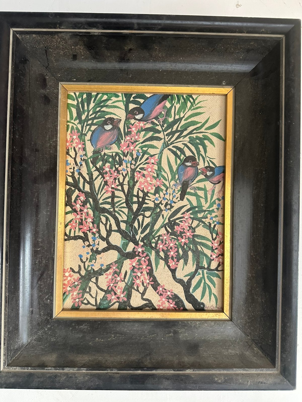 Peinture sur toile représentant des oiseaux, Ophalen of Verzenden