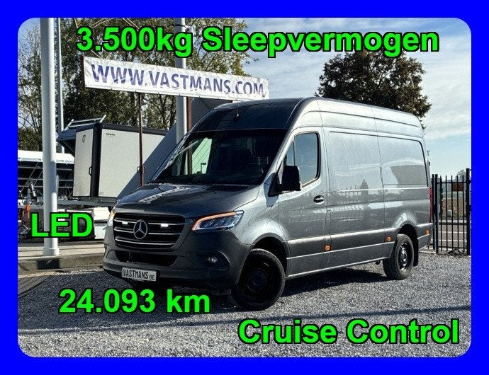Mercedes-Benz Sprinter 317 39.500€ + BTW / Attelage 3.500 KG, Argent ou Gris, Entreprise, 3 places, Noir