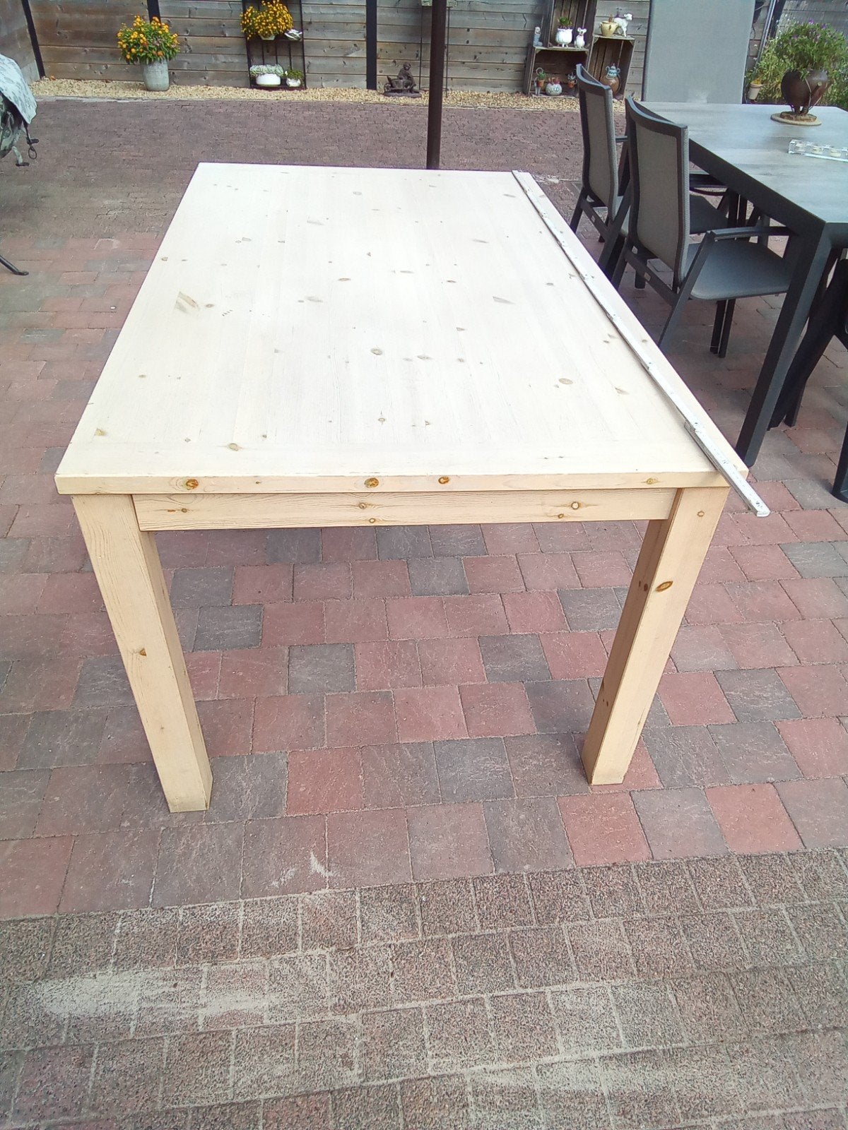 Tafel in massief hout  150/90/76 met verlengstuk 200/90/76, Ophalen, Hout