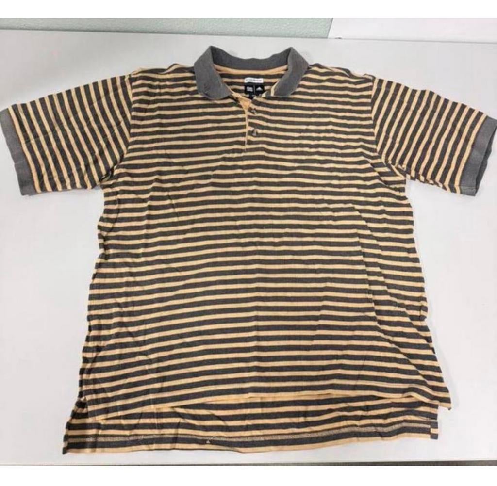 Polo en coton Adidas Golf vintage années 1960, polo M rayé, Enlèvement ou Envoi, Comme neuf, Taille 48/50 (M), Brun