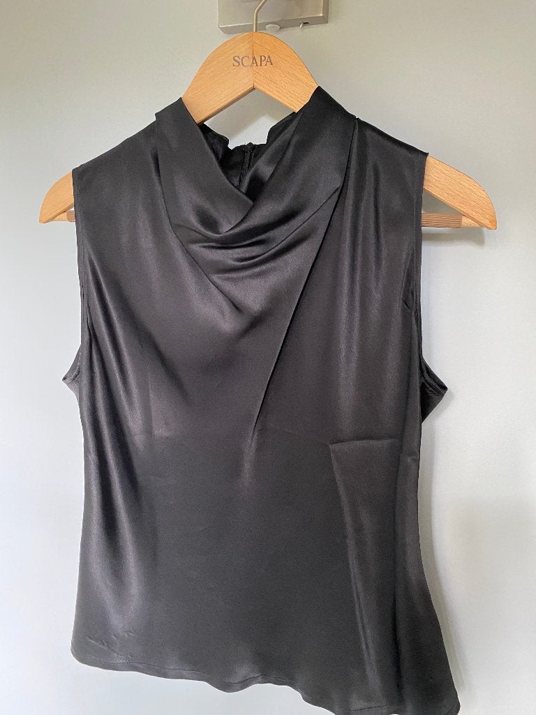 SCAPA zwarte zijden top met watervalhals - 38/40, Kleding | Dames, Maat 38/40 (M), Scapa, Zwart, Ophalen of Verzenden