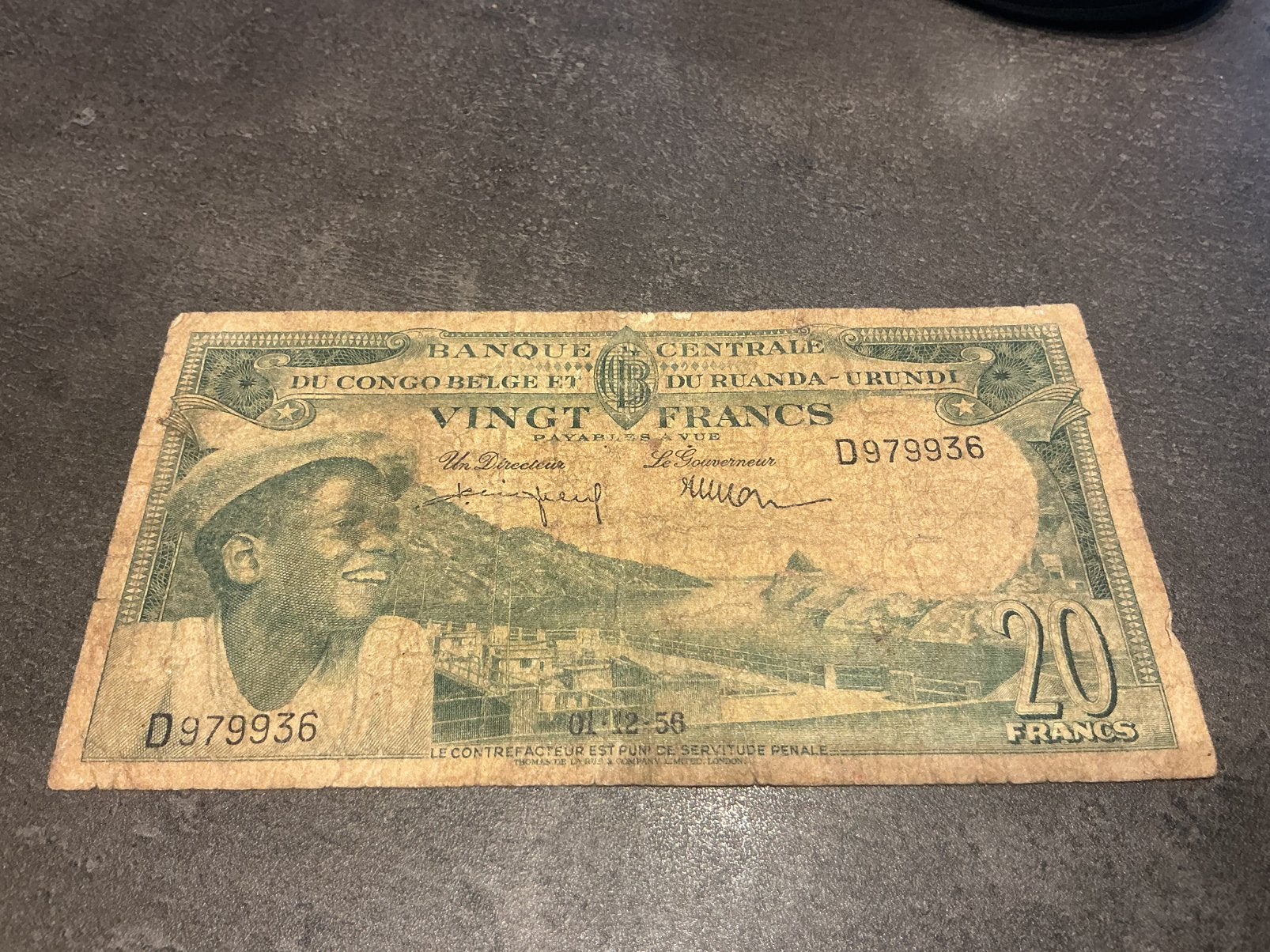 Belgisch Congo 20 Frank 1956, Ophalen of Verzenden