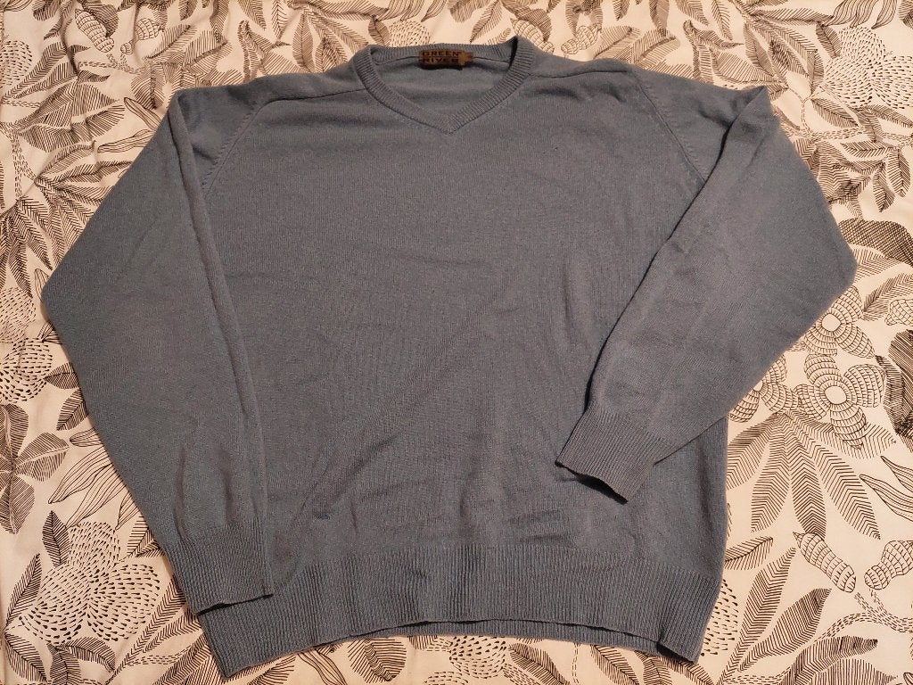 Pull bleu-vert homme en laine GREEN RIVER Taille XXL, Comme neuf, Autre, Vert, Enlèvement
