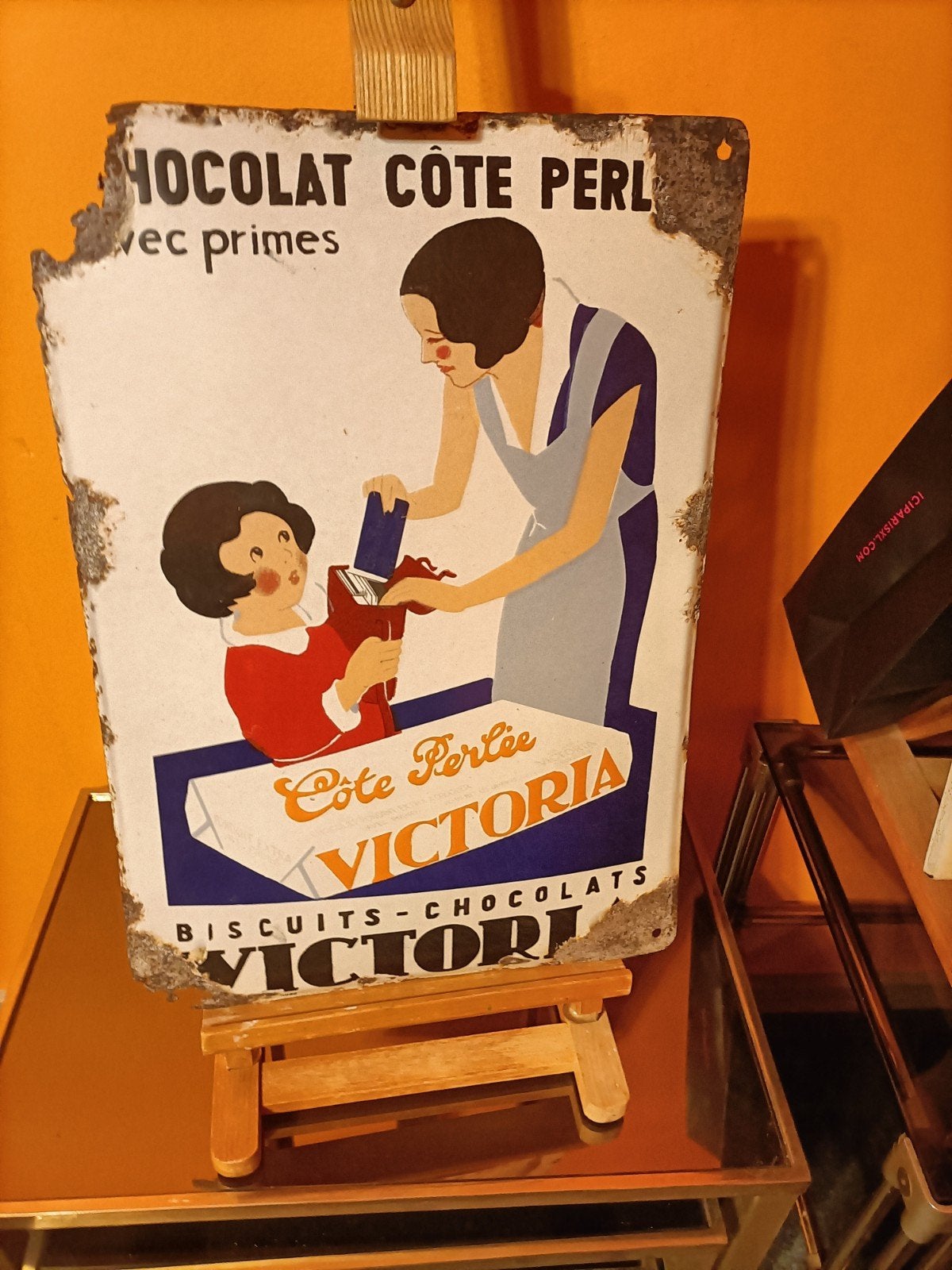 emaille reclame reclamebord Victoria, Ophalen, Reclamebord