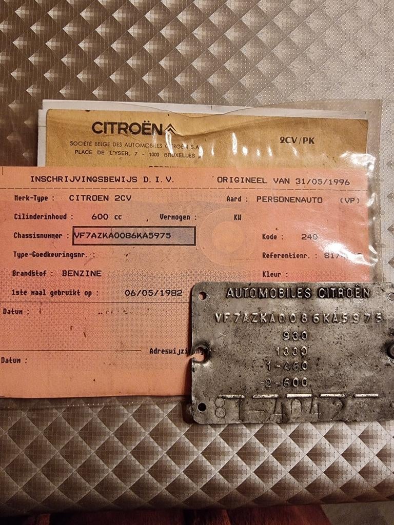 Citroën 2PK6 Inschrijving bewijs met identificatie plaatje, foto 4