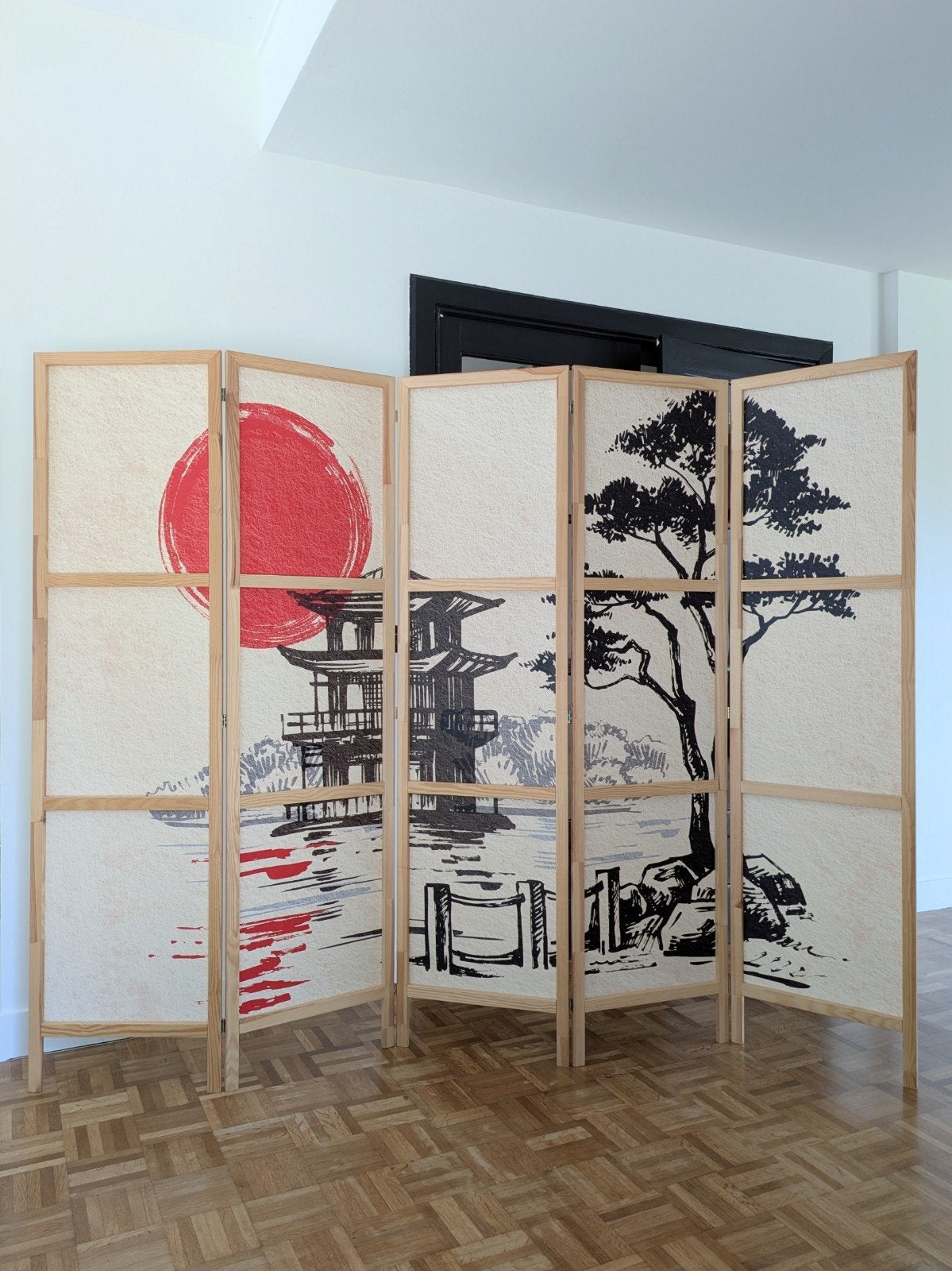 Paravent japonais à 5 panneaux, Enlèvement, Comme neuf