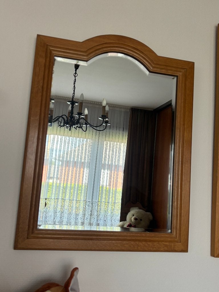 Wandspiegel met houten lijst – vintage, landelijke stijl, Huis en Inrichting, Ophalen, Zo goed als nieuw