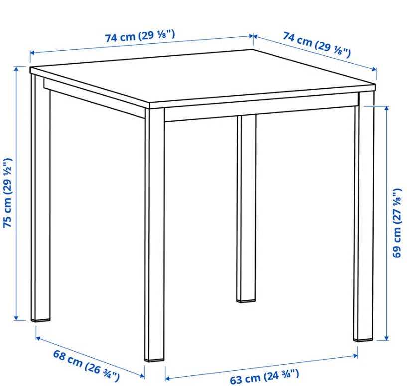 Tafel Ikea VIHALS 74x74, 55 à 75 cm, Enlèvement, Autres matériaux, 60 cm ou plus