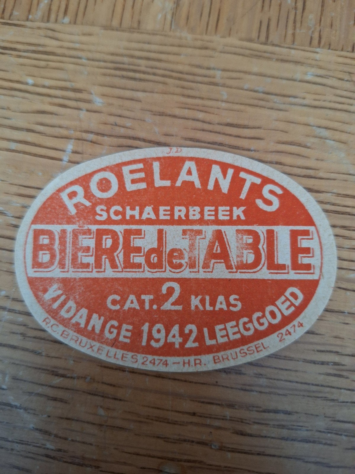 oud bieretiket brouwerij Roelants Schaarbeek 1942, Enlèvement ou Envoi