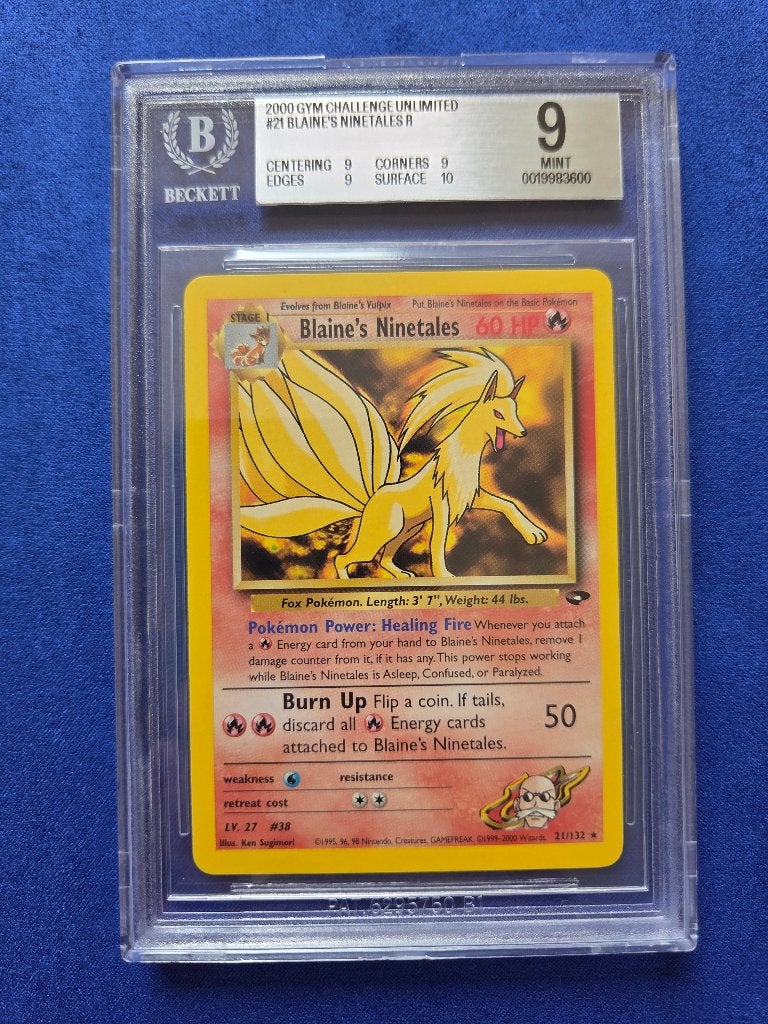 2000 Gym Challenge Blaine’s Ninetales 21/132 | BGS 9, Enlèvement ou Envoi, Comme neuf, Cartes en vrac