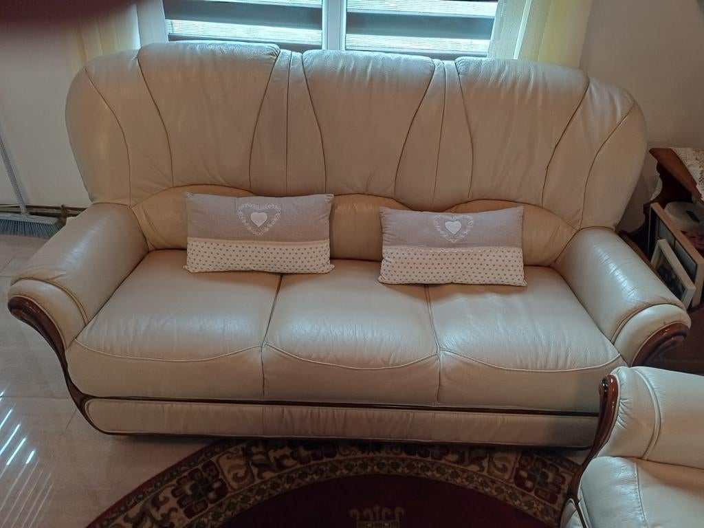Salon complet cuir Spagnesi couleur beige, Maison & Meubles, Canapés | Coins salons complets, Cuir