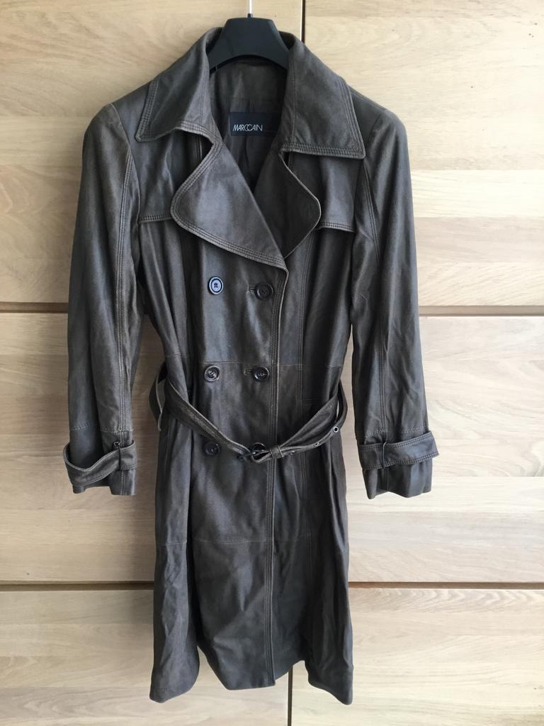 Veste longue vintage en cuir MARCCAIN, Enlèvement ou Envoi, Comme neuf, Taille 38/40 (M), Brun