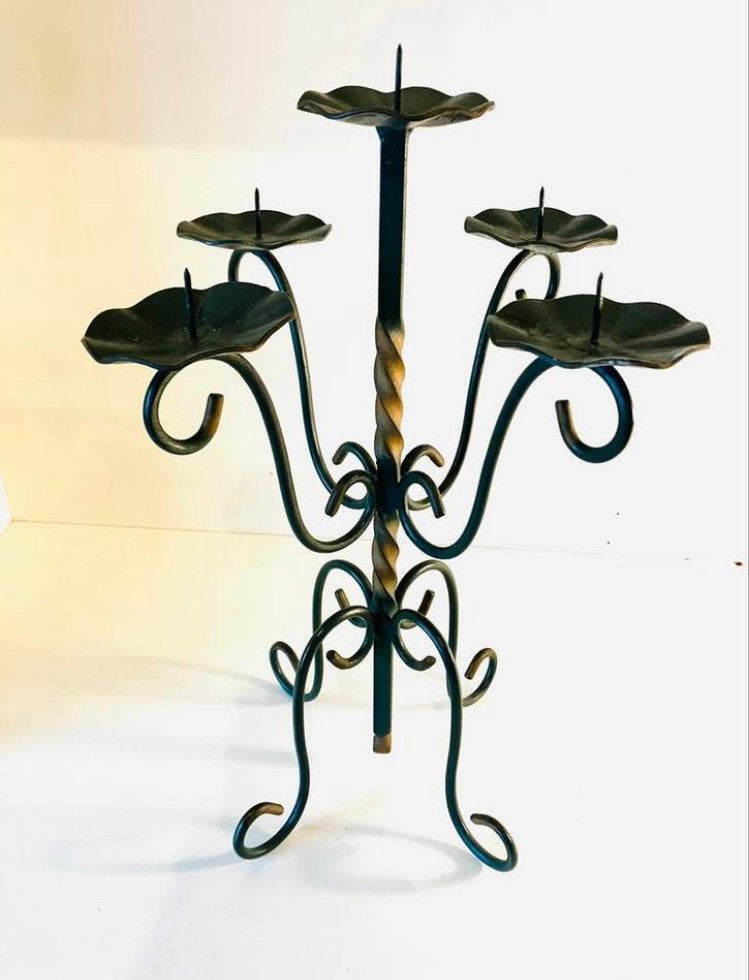 ART DECO JAREN 30 SMEEDIJZEREN KANDELAAR (Zie Beschrijving), Antiek en Kunst, Ophalen of Verzenden, Overige materialen