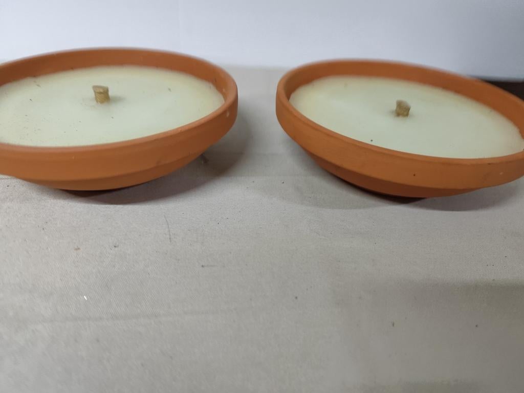 Kaarsen in terracotta potten. Voor buitenshuis., Ophalen, Nieuw