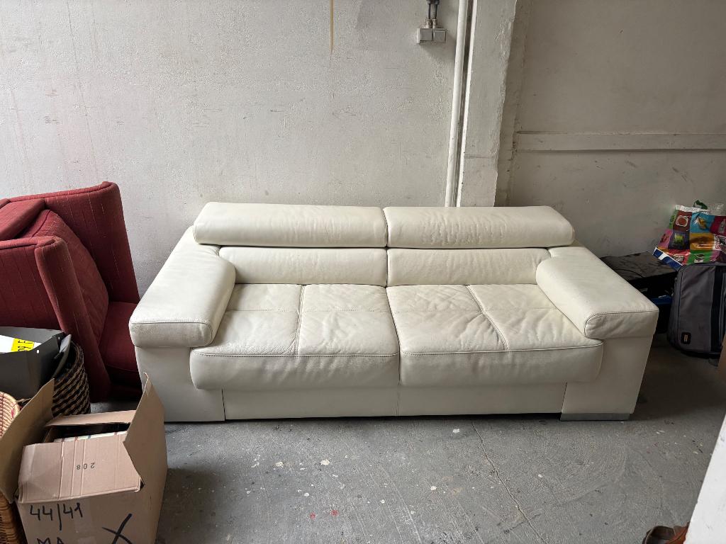Leren bank wit, Ophalen, Gebruikt, 100 tot 125 cm, Tweepersoons