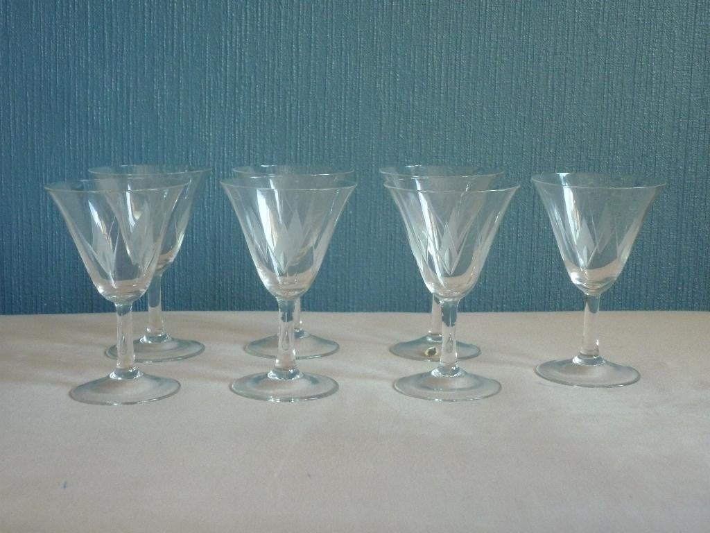 7 Kristal Geslepen Wijnglazen Peill H12cm, D8cm, Ophalen of Verzenden, Zo goed als nieuw, Glas, Glas of Glazen