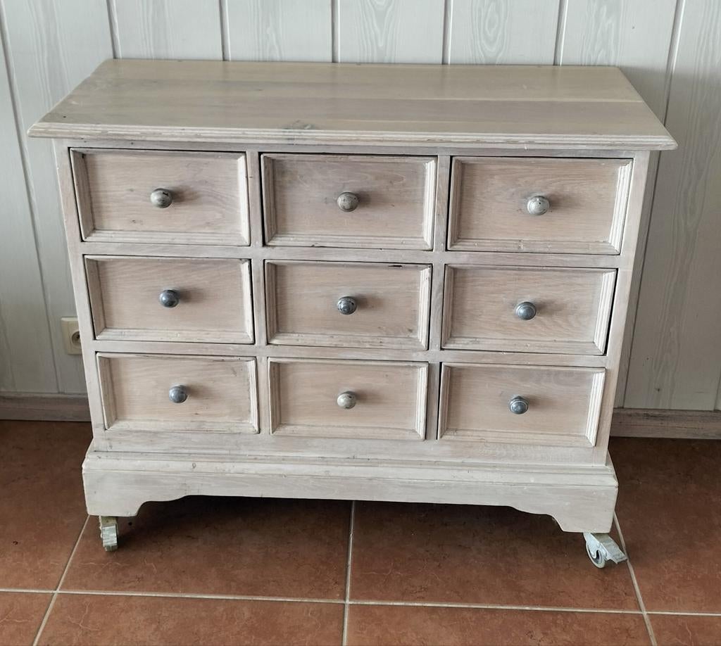 massieve landelijke apotheek kastje in white wash eik, Ophalen, Gebruikt