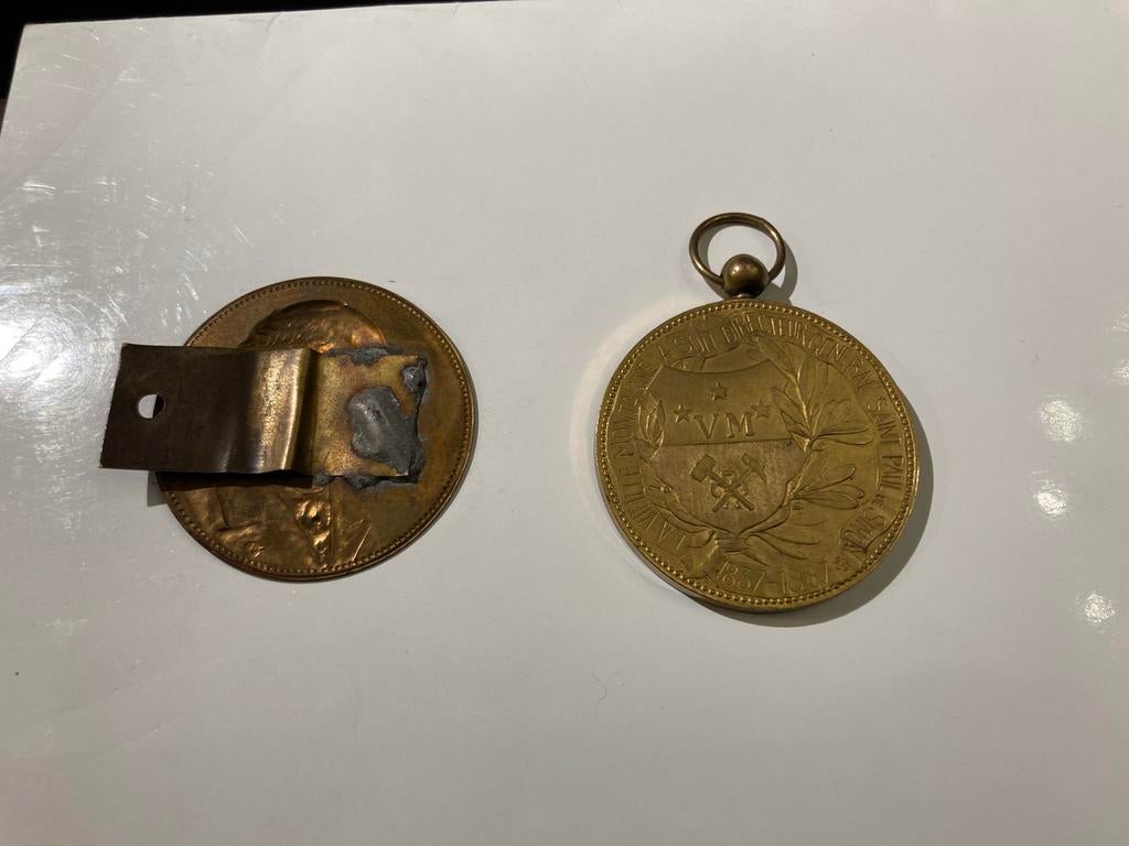 Vielle Montagne1887 médaille commémorative Saint Paul Sincay, Enlèvement ou Envoi, Bronze