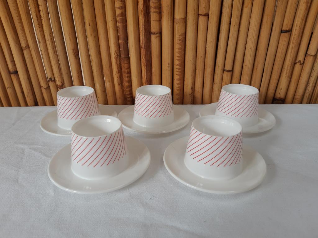 Set van 5 vintage stapelbare eierdopjes 1980 D.B.P. plastic, Ophalen of Verzenden