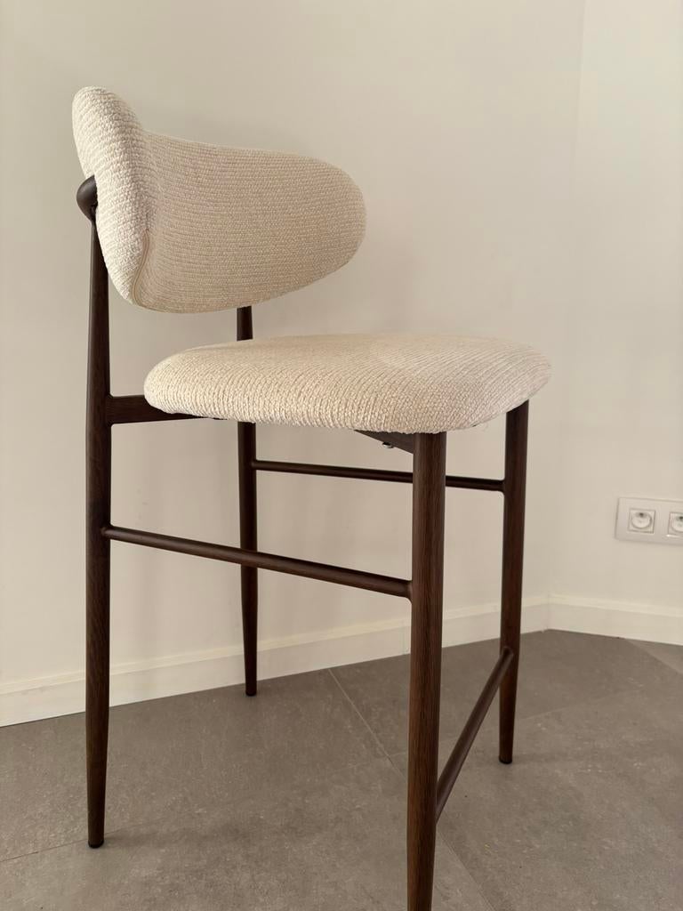Barkrukken met houtlook, Huis en Inrichting, Barkrukken, Zo goed als nieuw, 90 cm of meer, 4 krukken, Met voetsteun, Ophalen