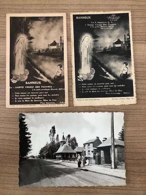 3 cartes postales Banneux - 1933 - apparition devant de Bron, Enlèvement ou Envoi, Liège